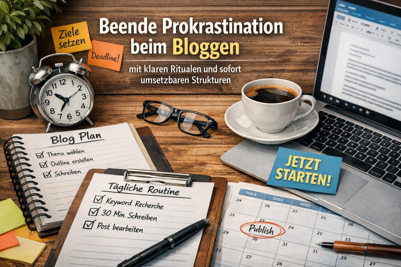 Wir geben dir konkrete, schnell umsetzbare Strategien, um Prokrastination beim Bloggen zu überwinden und regelmäßig zu veröffentlichen. Mit klaren Zielen, festen Ritualen, praktischen Schreibtechniken und passenden Tools helfen wir dir, Blockaden zu lösen und die Zusammenarbeit im Content-Team effizienter zu gestalten.